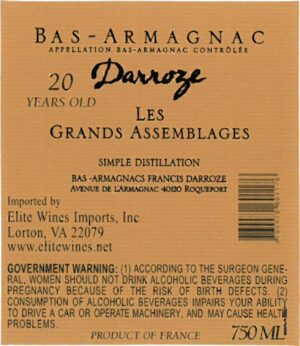 Francis Darroze Armagnac Les Grands Assemblages 20 year old