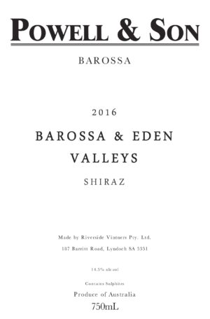 Powell and Son Barossa and Eden Valley Shiraz 16