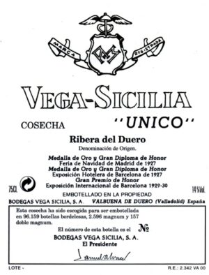 Vega Sicilia Unico Ribera del Duero Red 05 1.5L