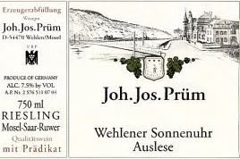 Joh. Jos. Prum Wehlener Sonnenuhr Riesling Auslese 15 JJ4-15